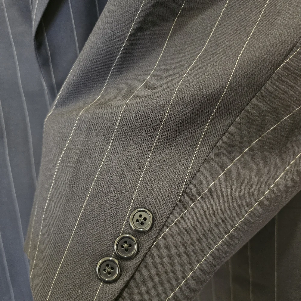 VTG Brooks Brothers Suit Mens 44L Navy Blue Pinstripe 2 Button Wool Pants 40x28